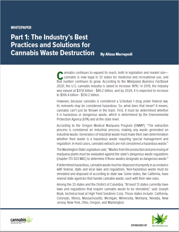 Cannabis waste regulation compliance